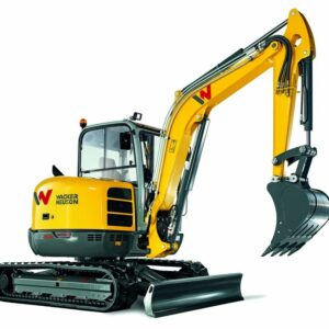Mini-pelle WACKER NEUSON EZ53 Zero Tail, tractopelle sur chenilles sans déport arrière, Tony-Mat engins de chantier BTP Bretagne